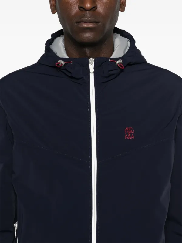 Brunello Cucinelli logo-embroidered Jacket | Blue | FARFETCH Brunello Cucinelli logo-embroidered Jacket | Blue | FARFETCH