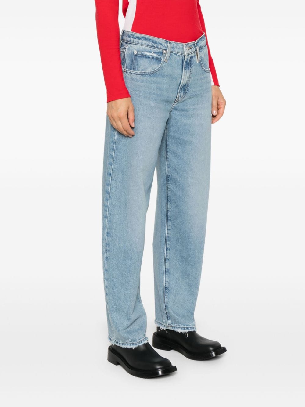 Shop Frame Slung Barrel Jeans In Blue