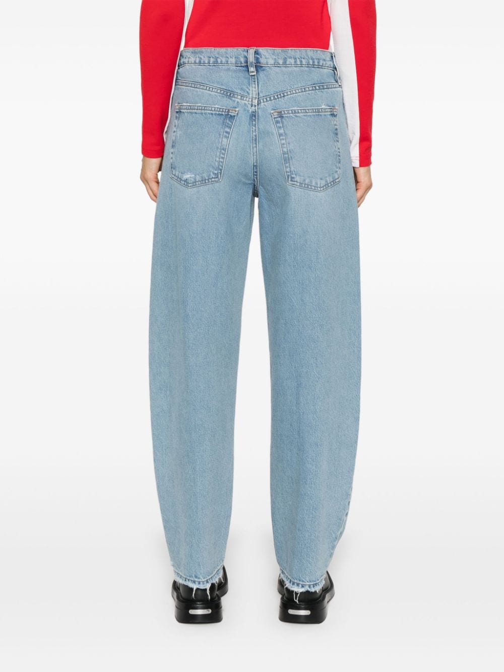 Shop Frame Slung Barrel Jeans In Blue