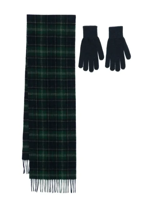 Barbour tartan scarf and gloves set