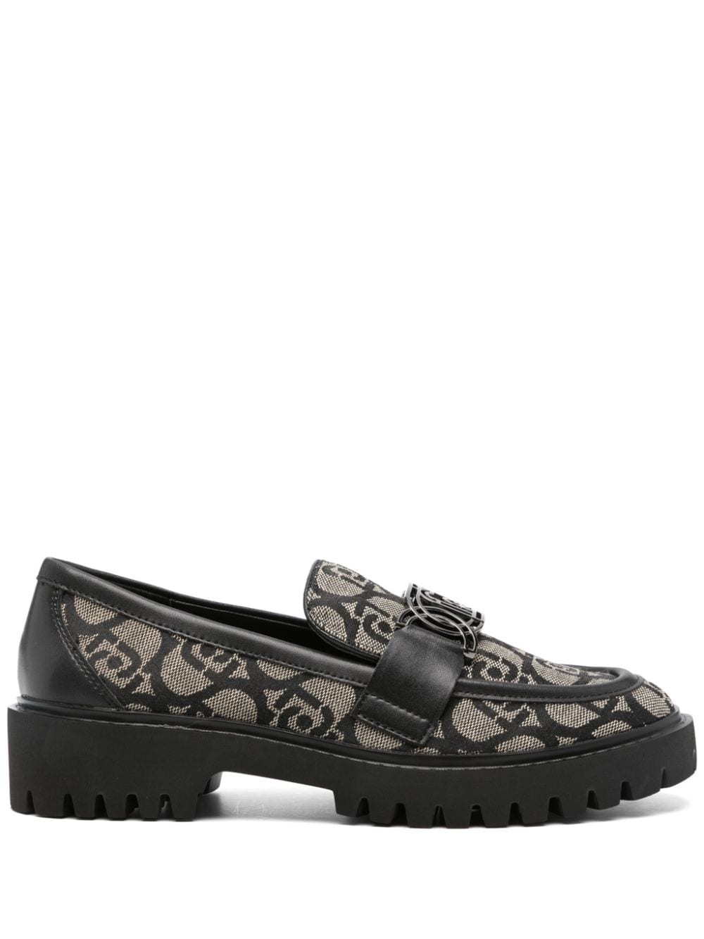 LIU JO logo-jacquard loafers – Black