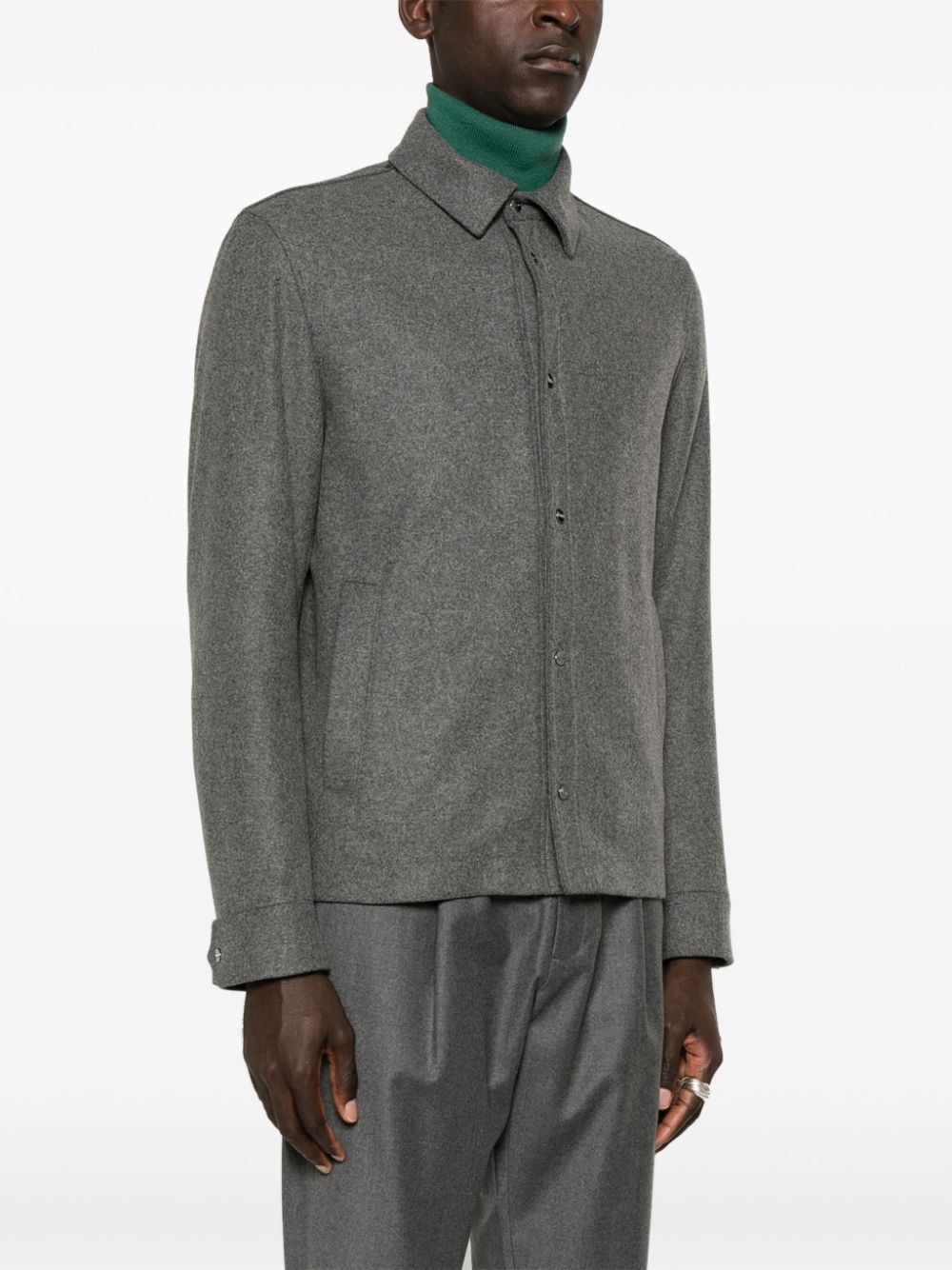 Shop Herno Felted Shirt Jacket In Grey