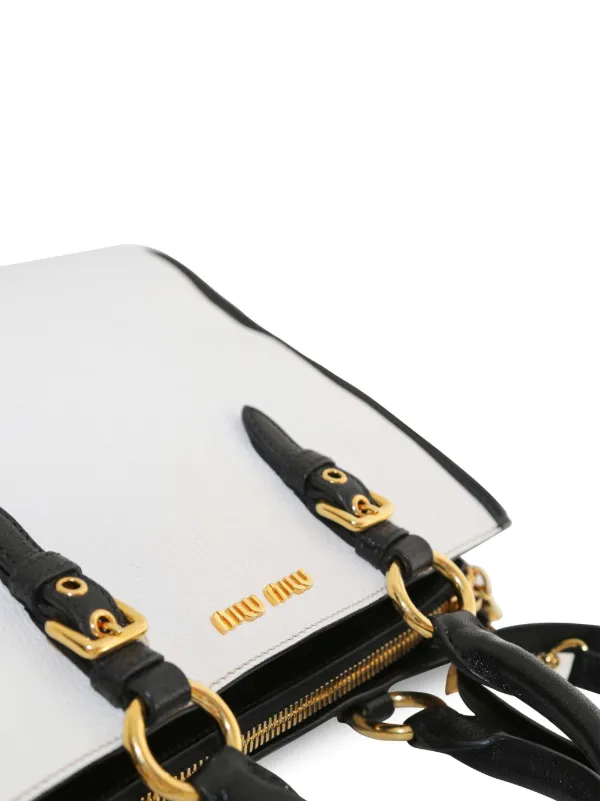 Miu Miu Pre-Owned Leather two-way Handbag | White | FARFETCH