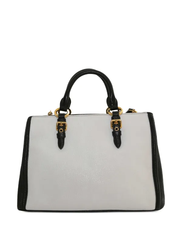Miu Miu Pre-Owned Leather two-way Handbag | White | FARFETCH