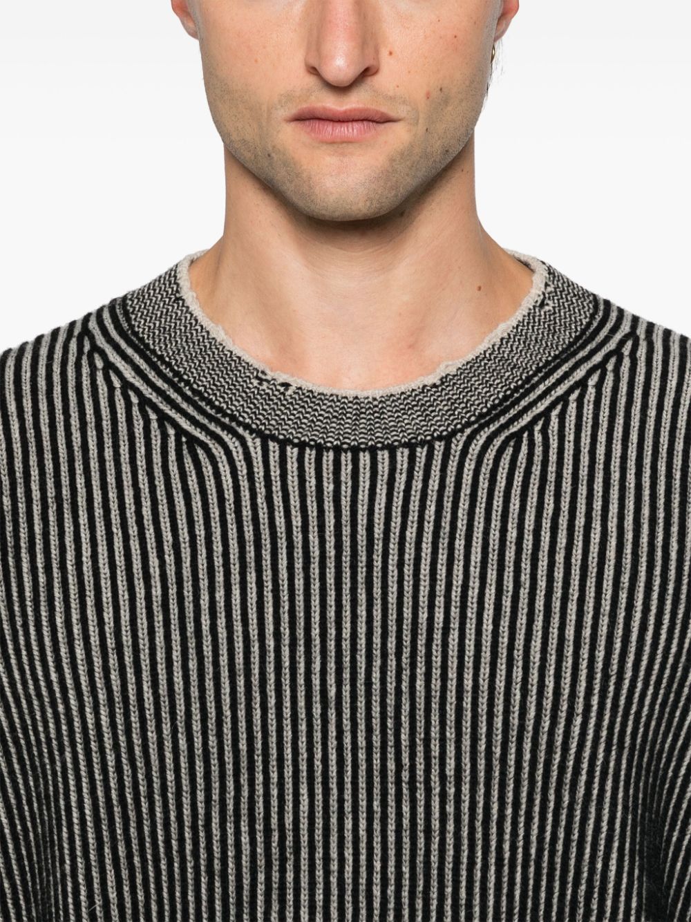 Shop Mm6 Maison Margiela Distressed Sweater In Black