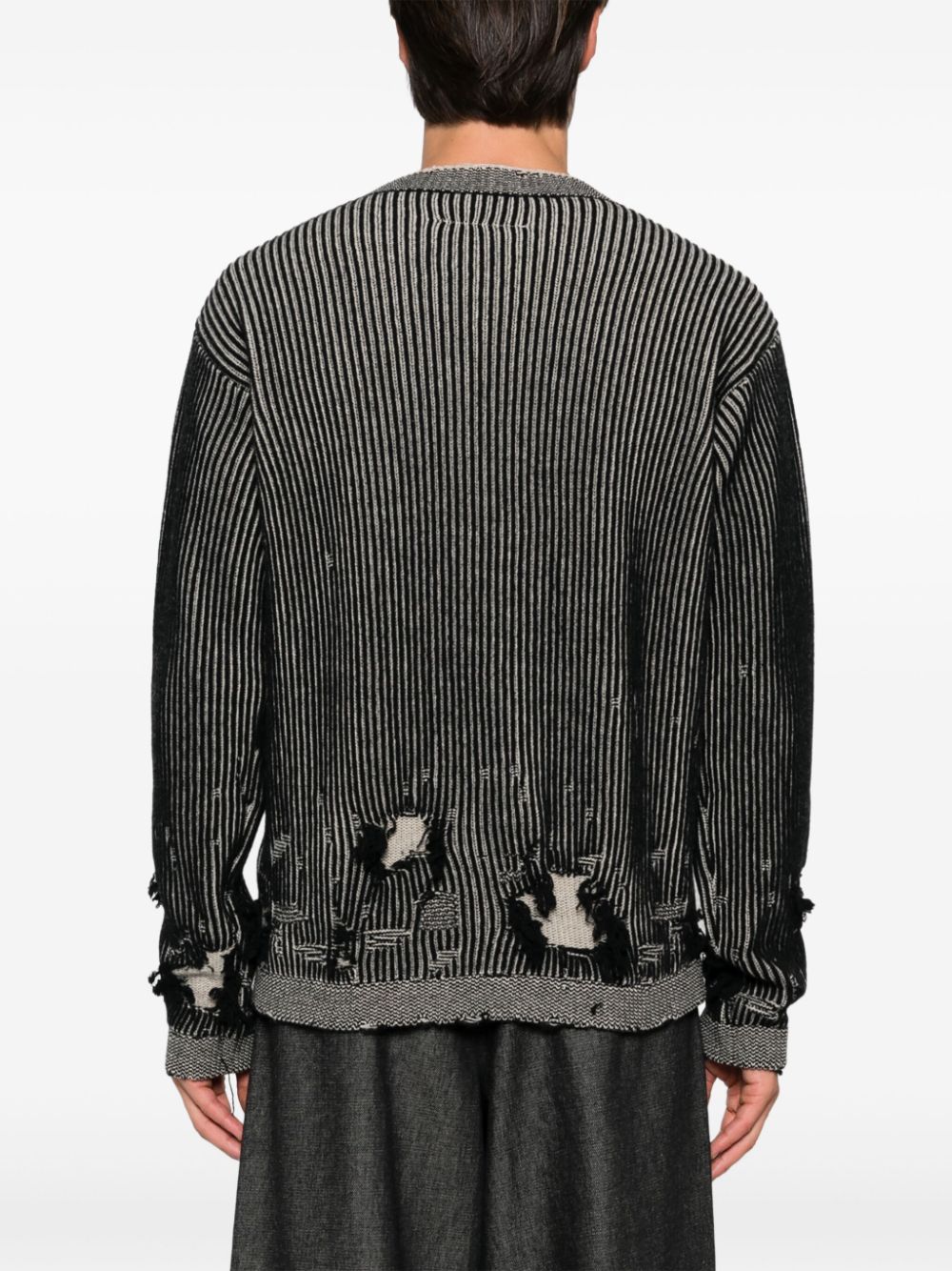 Shop Mm6 Maison Margiela Distressed Sweater In Black