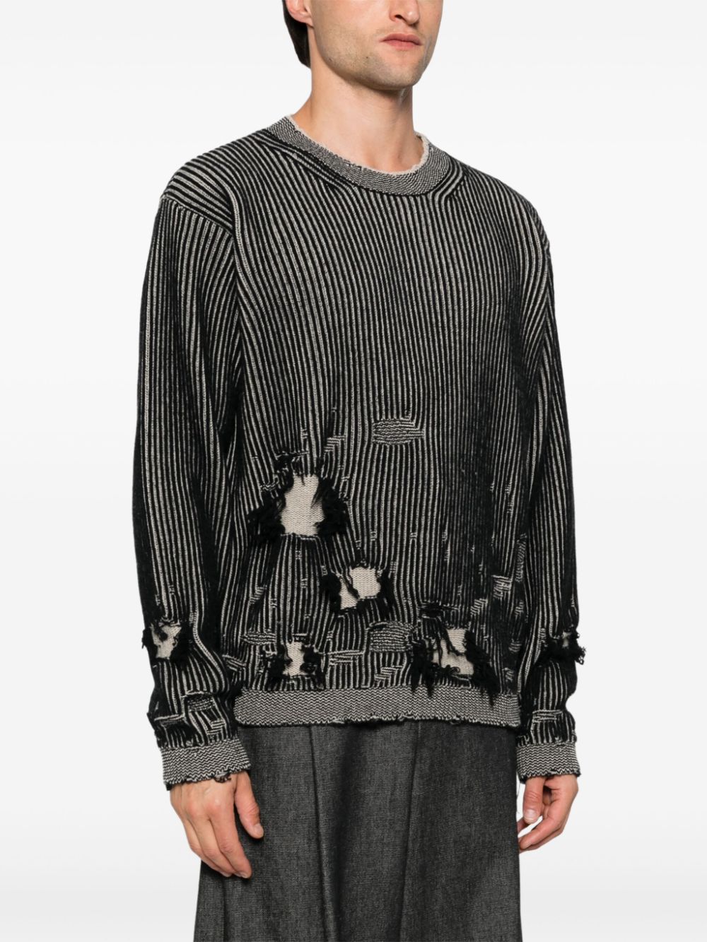 Shop Mm6 Maison Margiela Distressed Sweater In Black