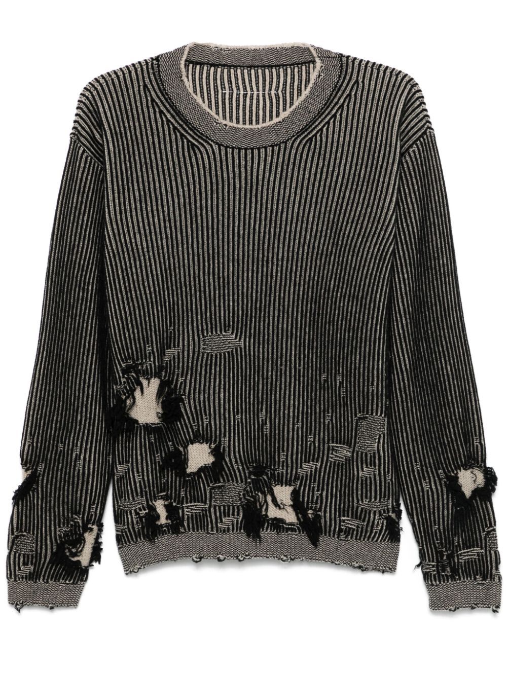 Shop Mm6 Maison Margiela Distressed Sweater In Black