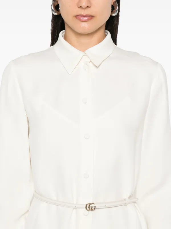 【関税&送料込】Gucci White Crepe Long Dress Cotton poplin dress in White Ready-to-wear | GUCCI® SI