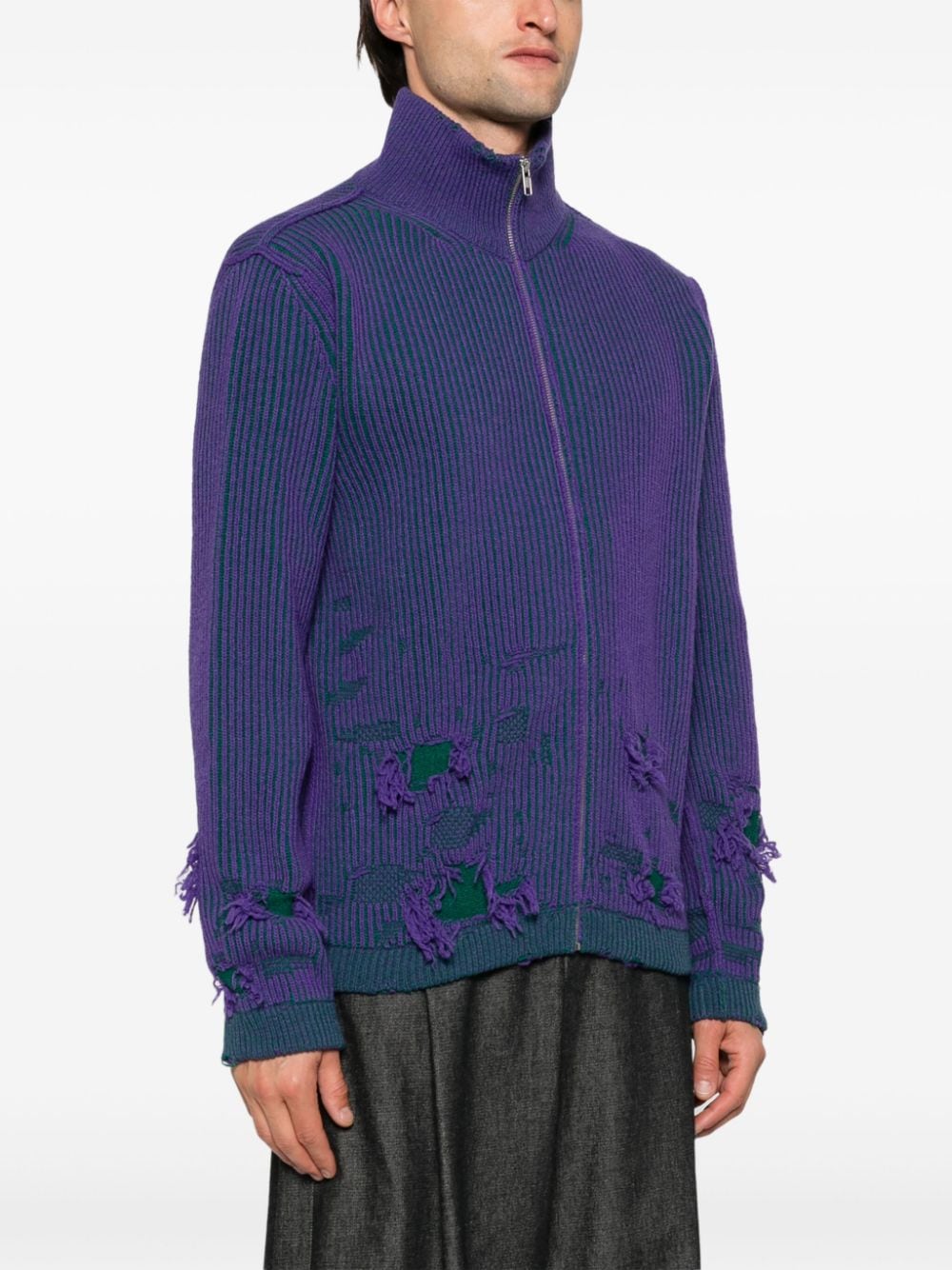 Shop Mm6 Maison Margiela 3d-knit Cardigan In Purple