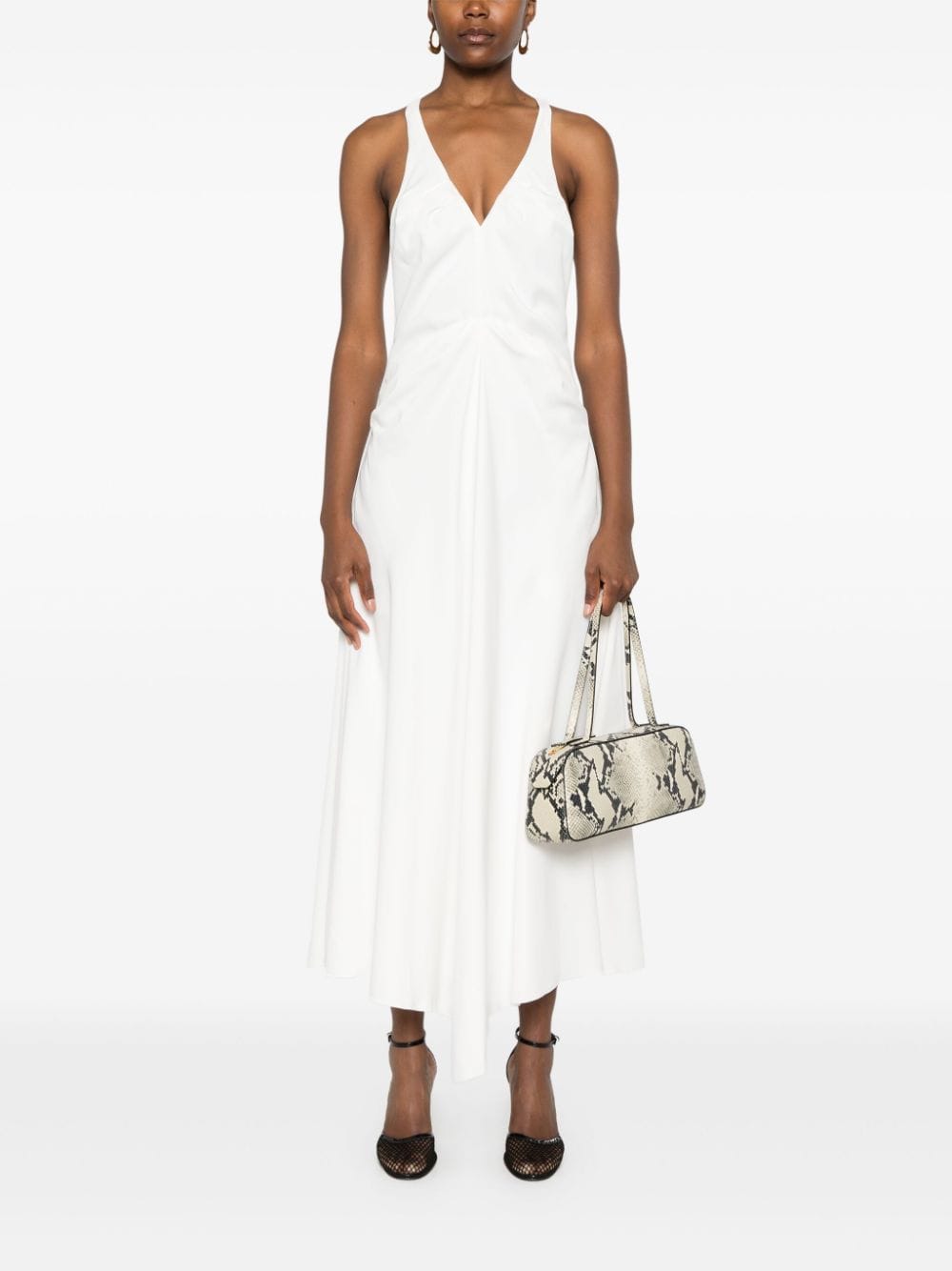 Shop Victoria Beckham Gathered-detail Maxi Dress In White