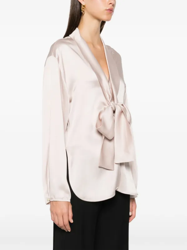 Tシャツ・カットソー Victoria Beckham Victoria Beckham V-Neck Scarf Blouse 22038460_51780355_600.jpg