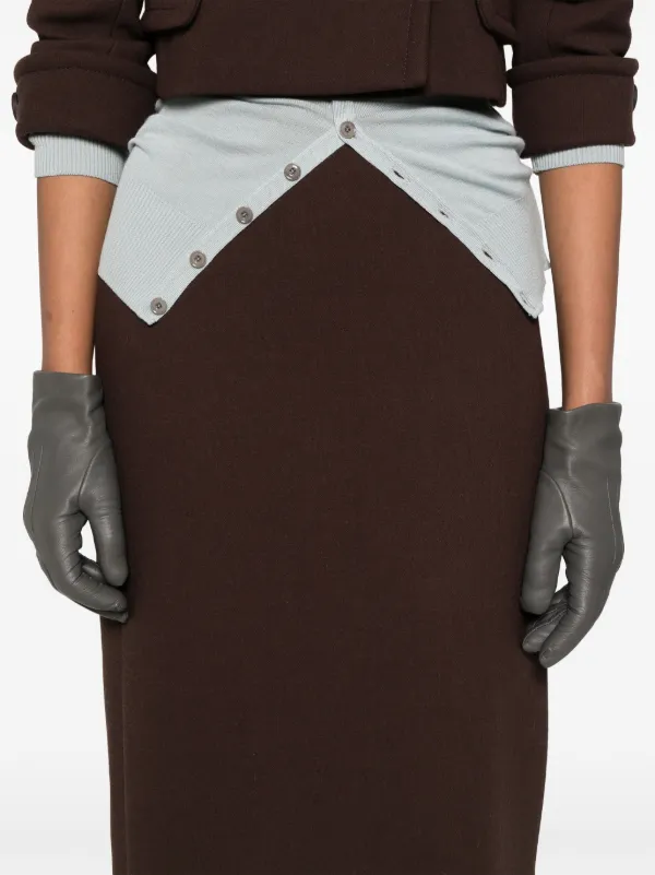 Miu Miu Pencil Midi Skirt Brown FARFETCH UK