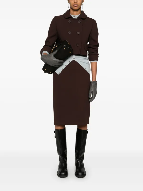 Miu Miu ペンシルスカート | ブラウン | FARFETCH JP