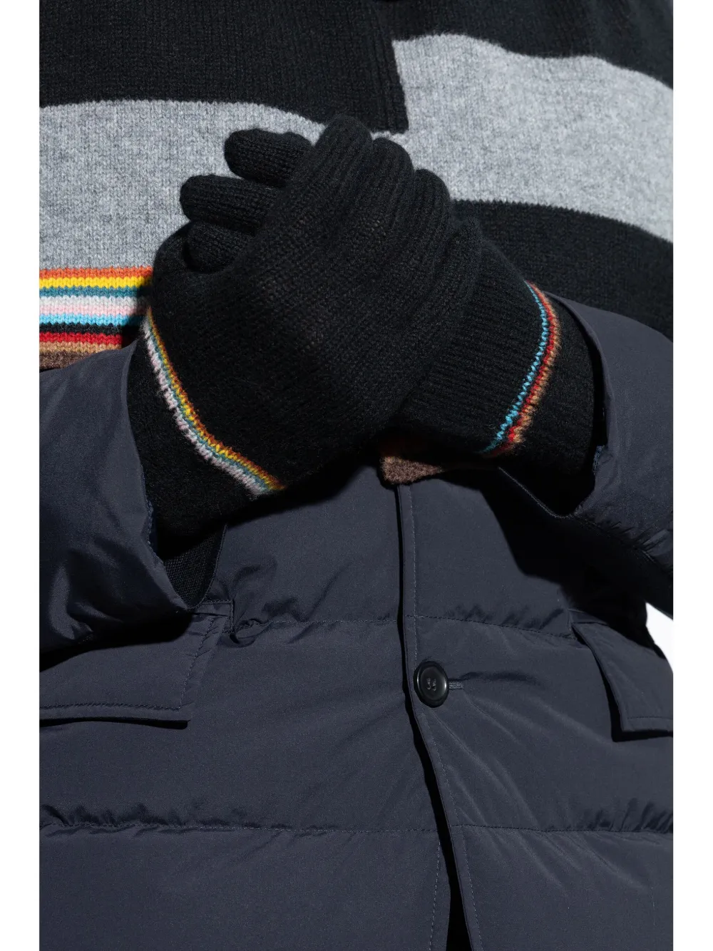 Paul Smith Gestreepte handschoenen - Zwart