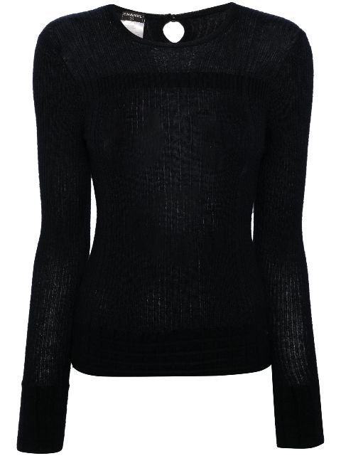 HOT SALE CHANEL 2002 ribbed-knit cashmere jumper Women