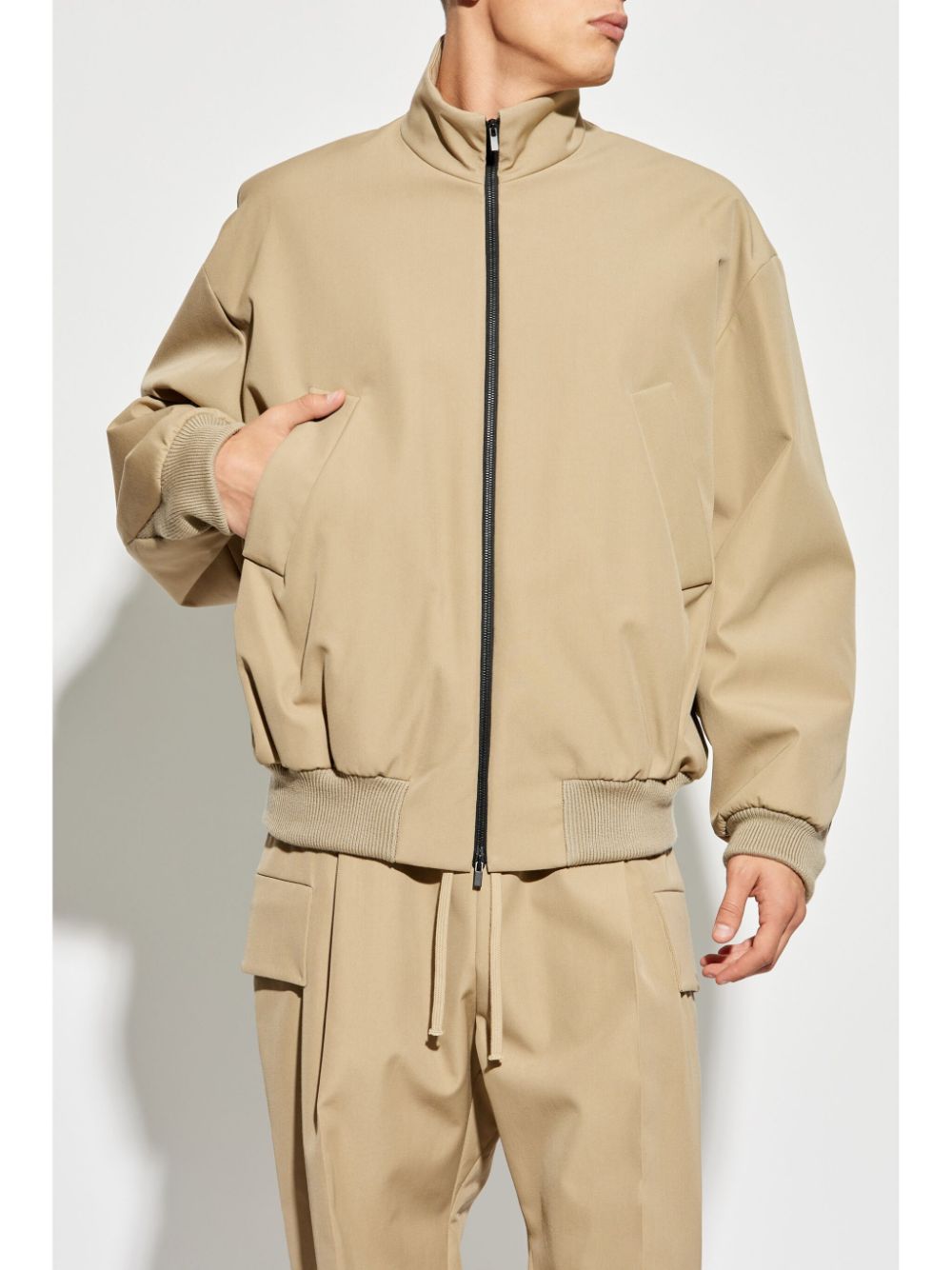 Shop Fear Of God Twill Bomber Jacket In 260 Dune