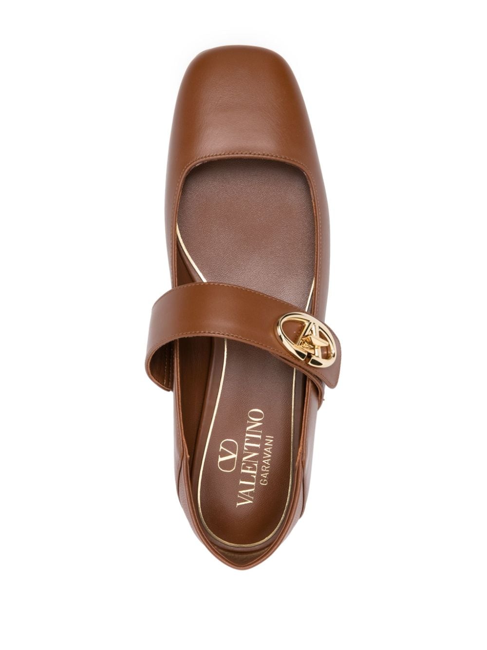 Shop Valentino Vlogo Locker Ballerina Shoes In Brown