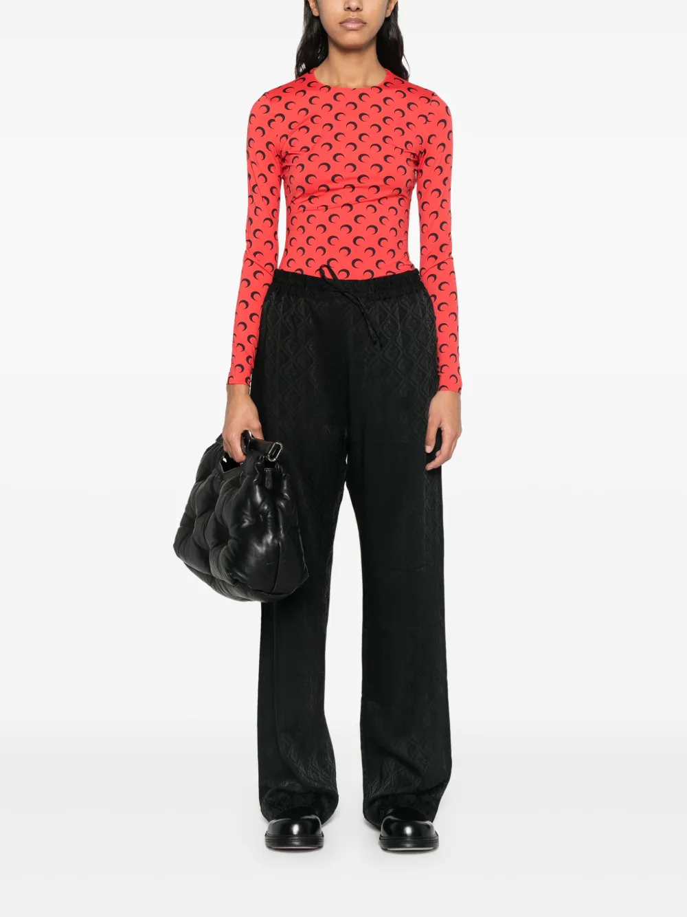 Marine Serre Moon And Sun-jacquard Track Trousers In Black
