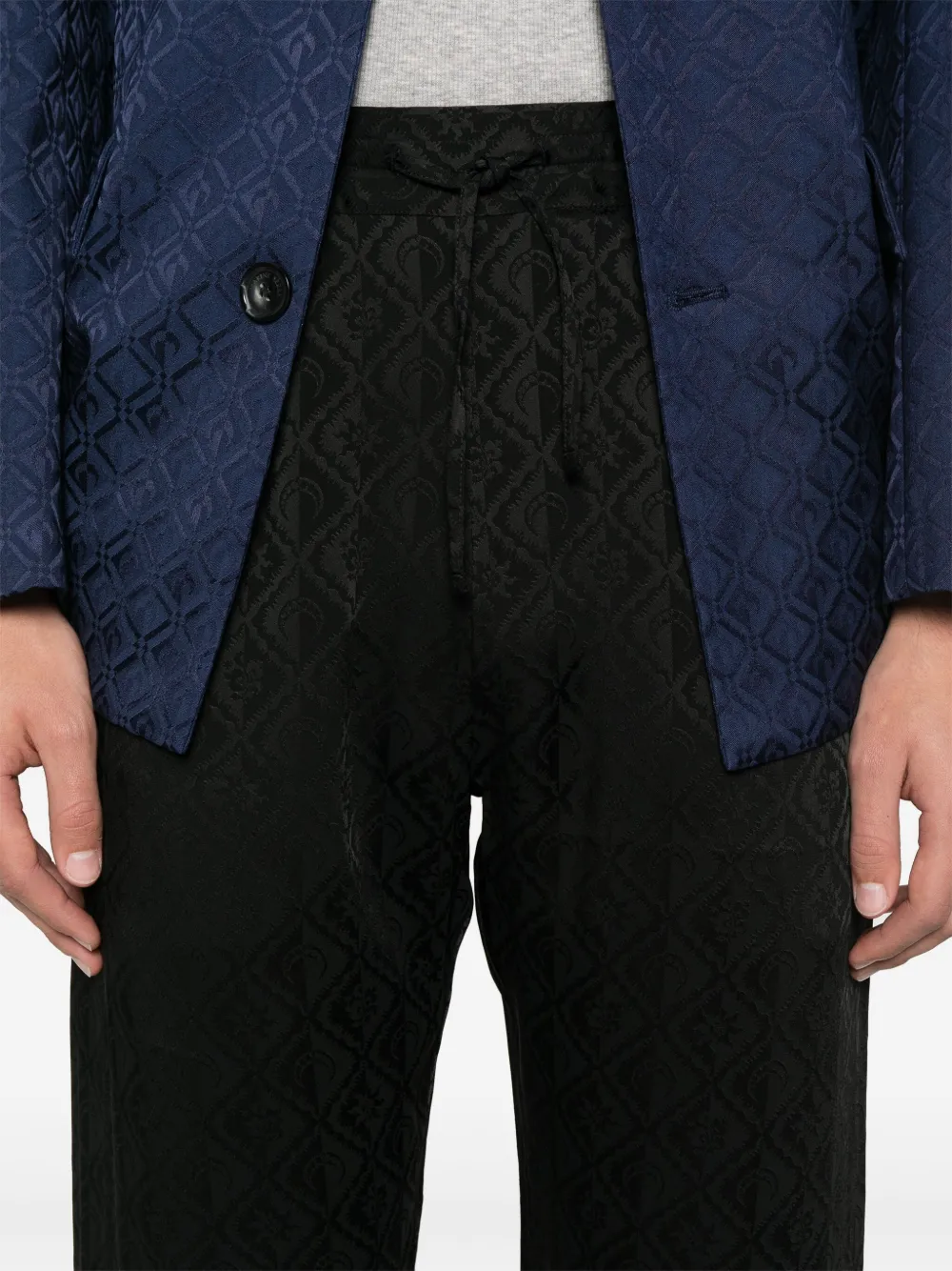 Marine Serre Moon And Sun-jacquard Track Trousers In Black