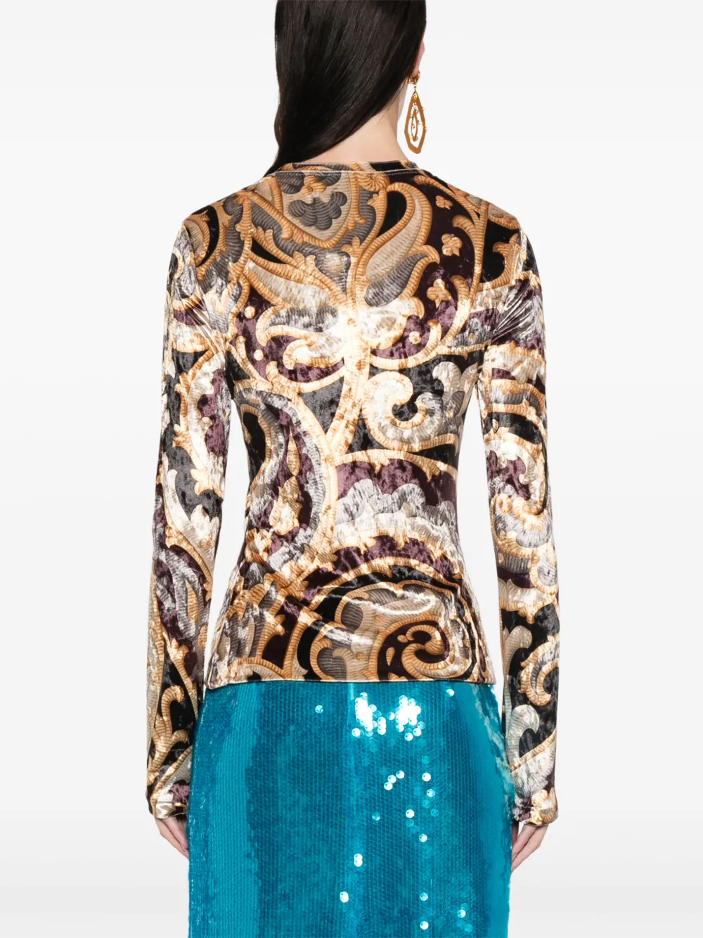 ETRO Top met grafische print Goud