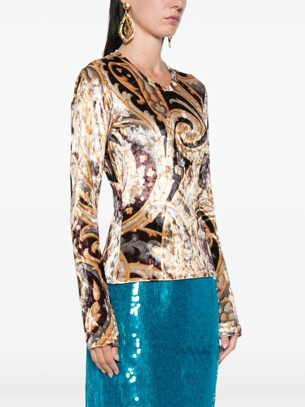 ETRO Top met grafische print Goud