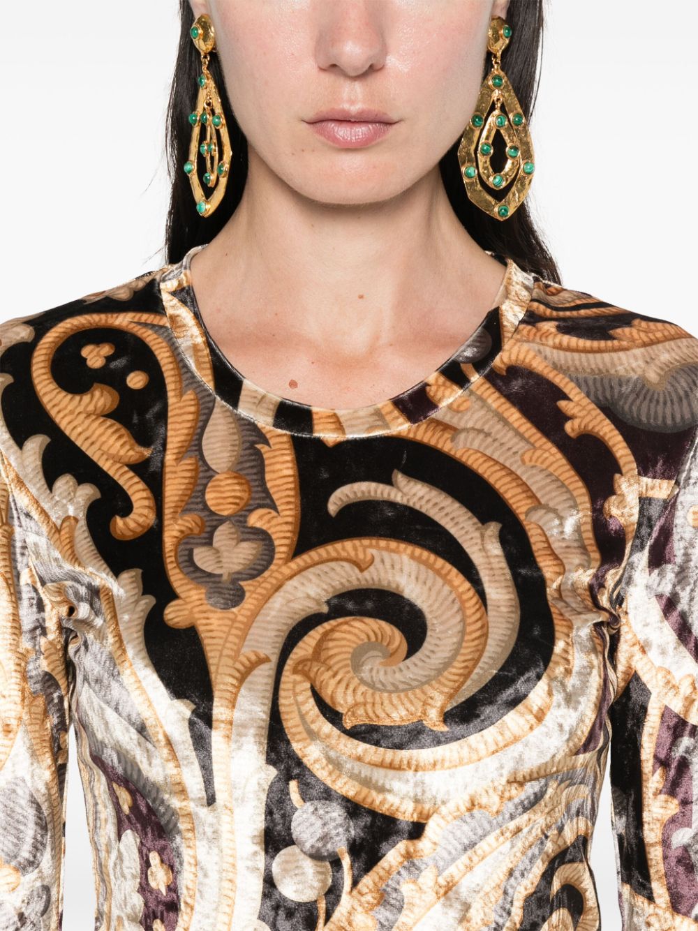 ETRO Top met grafische print Goud