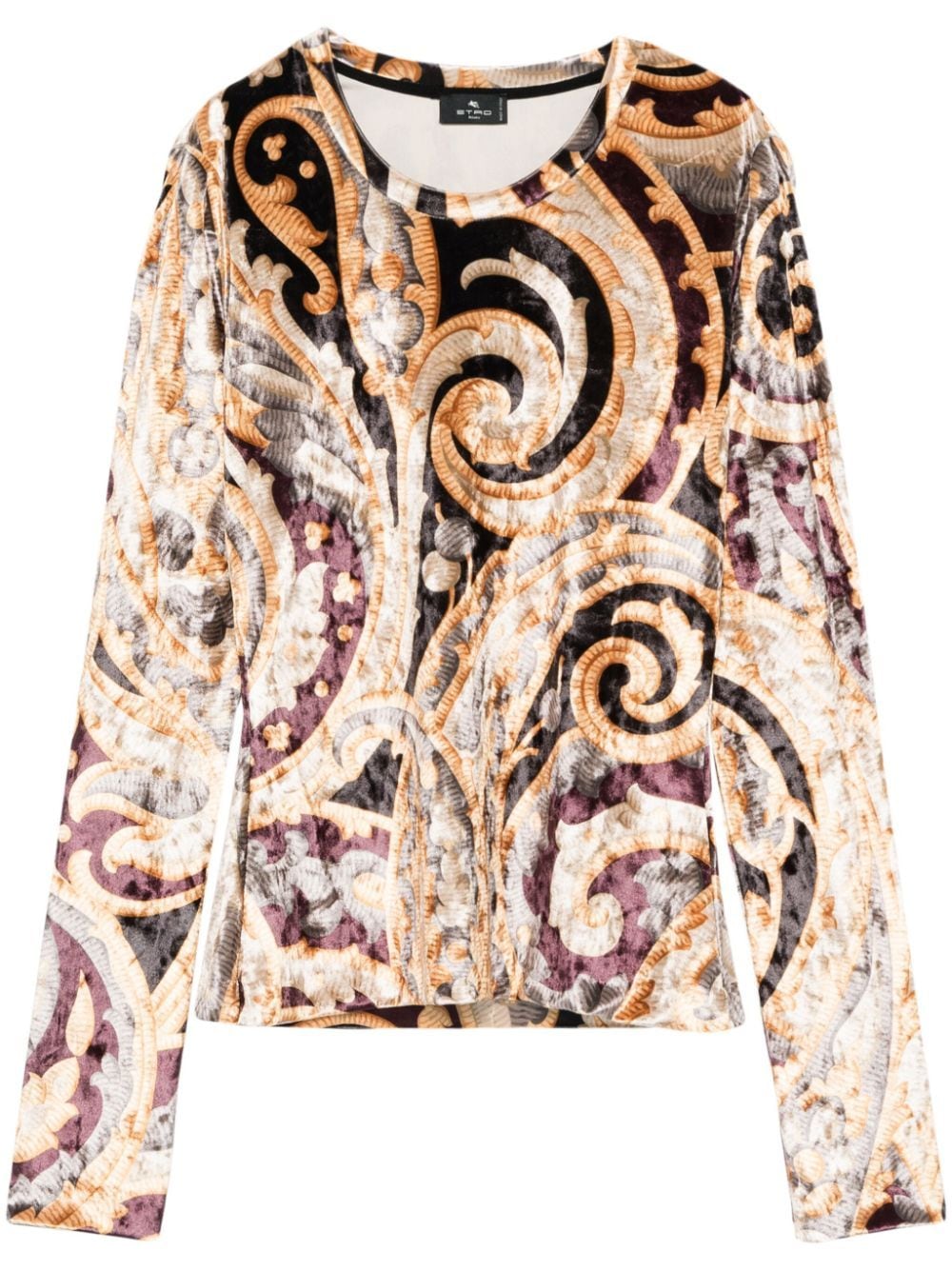 Shop Etro Graphic-print Top In Gold