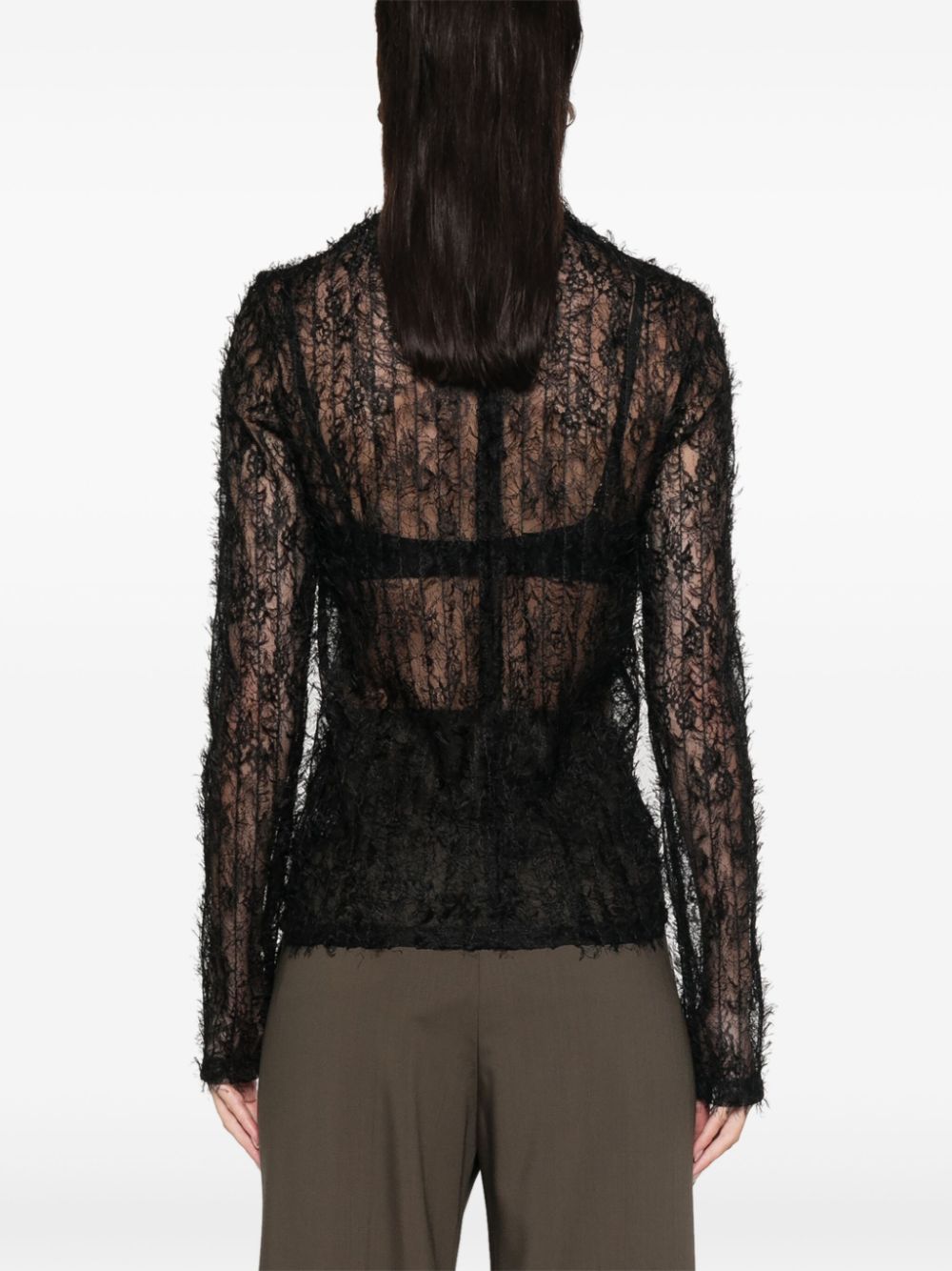 Shop Rohe Textured Sheer Top In Black