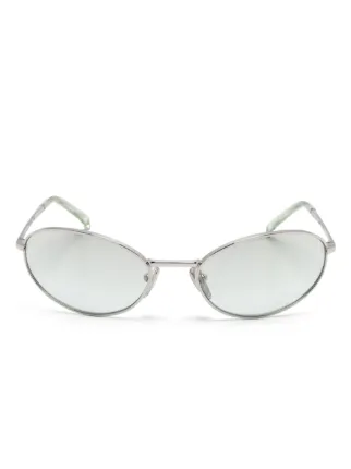 Prada Eyewear oval-frame Sunglasses | Silver | FARFETCH RO