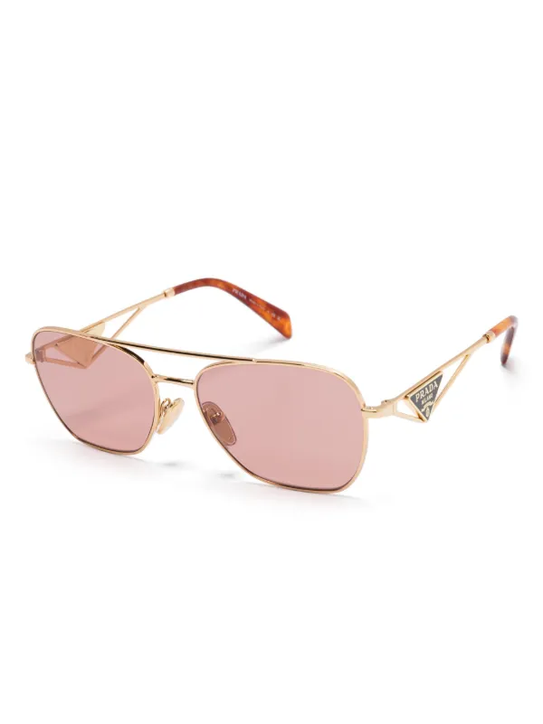 Prada Eyewear ロゴ サングラス | ゴールドトーン | FARFETCH JP