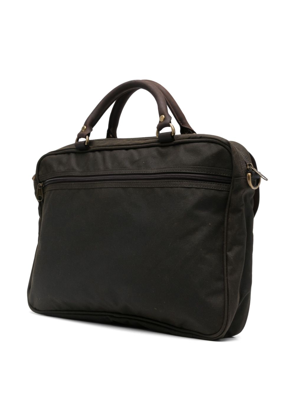 Shop Barbour Wax-coated Briefcase In Brown