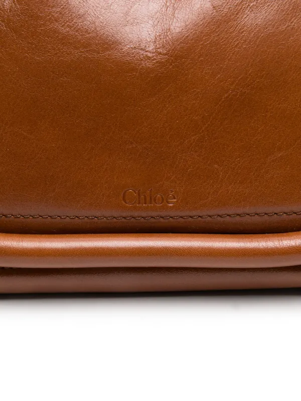 【関税&送料込】Chloe Brown Leather Paraty 24 Handbag Chloé Small Paraty 24 Bag in Shiny Leather in Clay brown