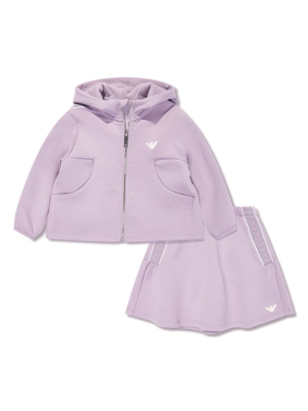 Emporio Armani Kids logo-tape jersey skirt (set of two) - Viola