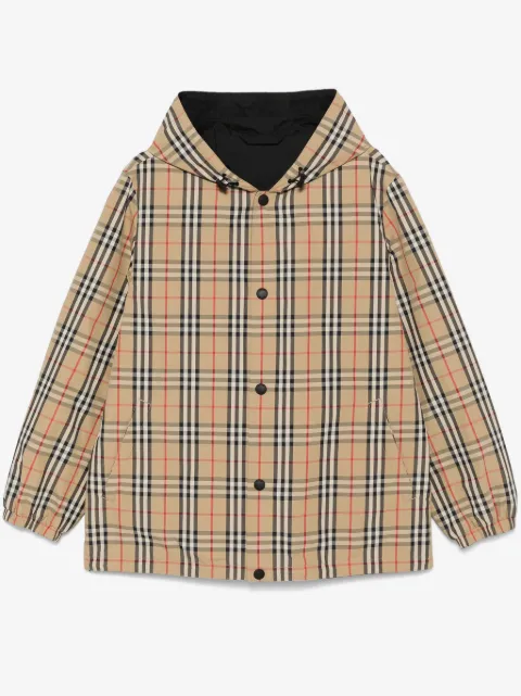 Burberry reversible check nylon hooded jacket