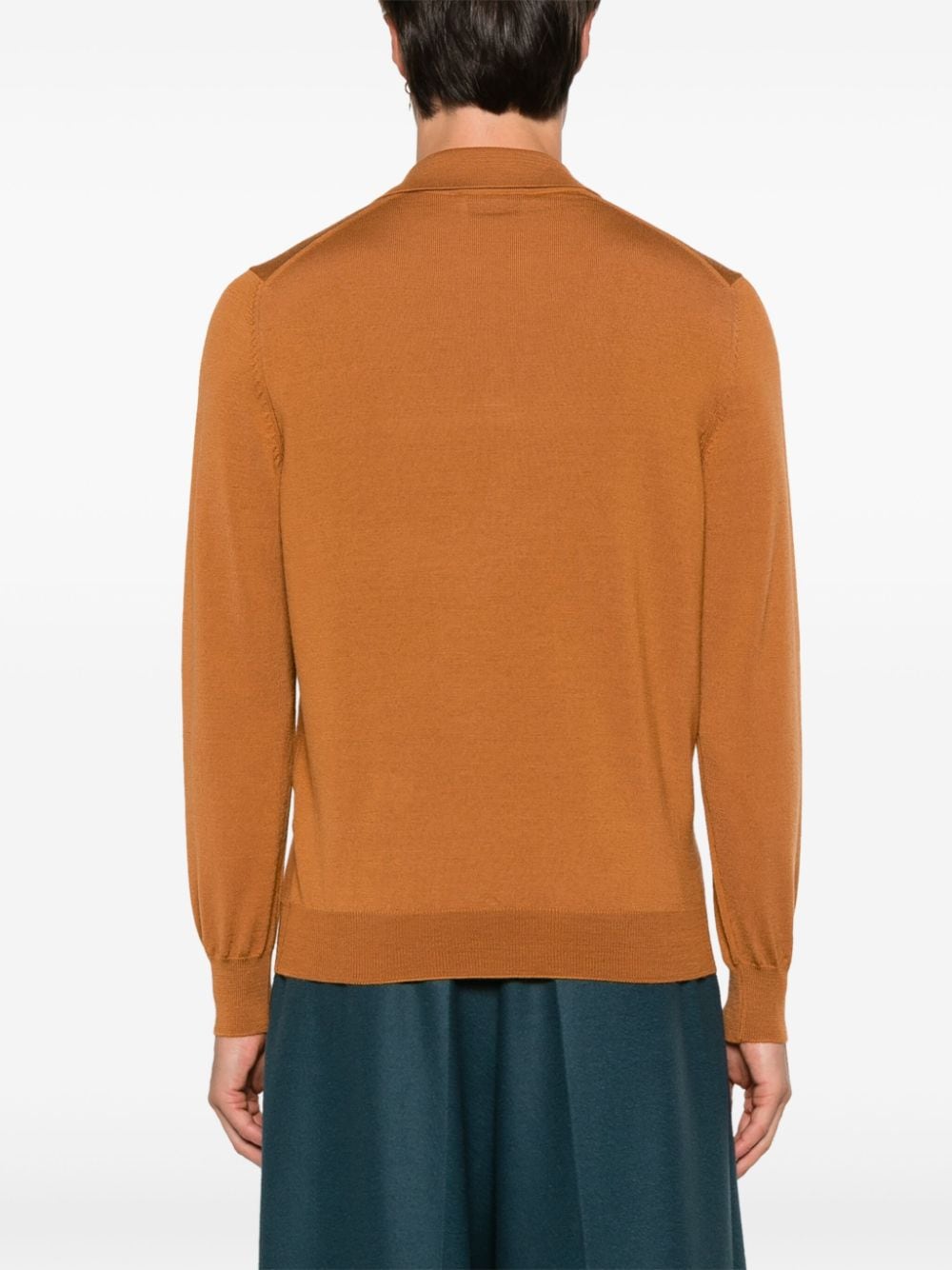 Shop D4.0 Knitted Polo Shirt In Orange