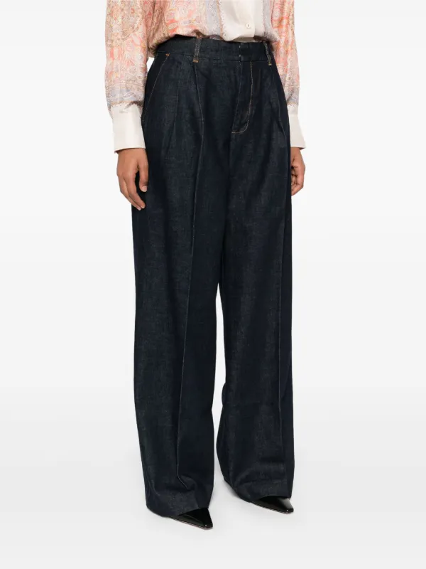 【関税込み】ZIMMERMANN ブルー Illustration ジーンズ Zimmermann Illustration Denim Wide-Leg Jeans (All New In