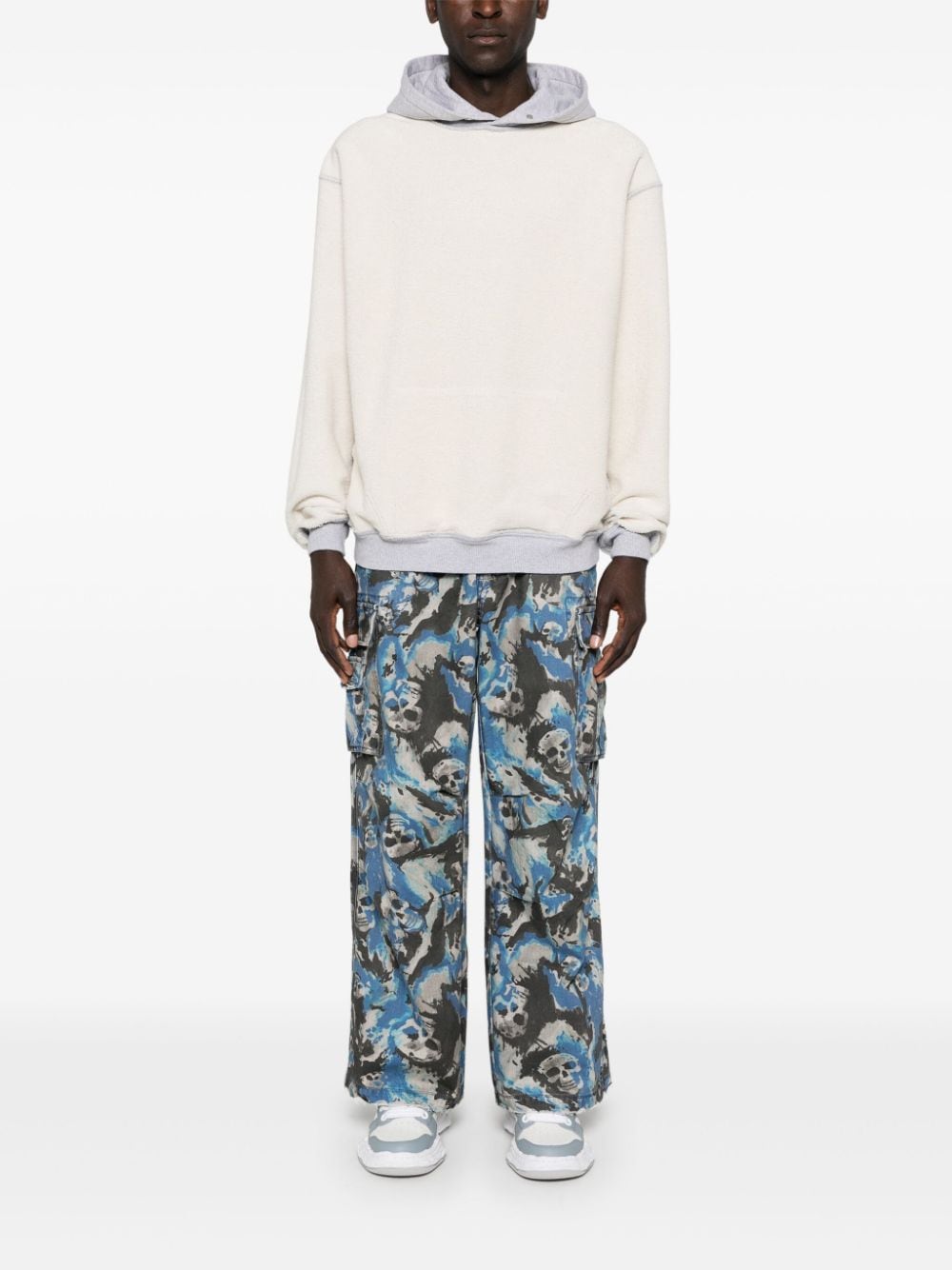 Shop Erl Skull-print Trousers In Blue