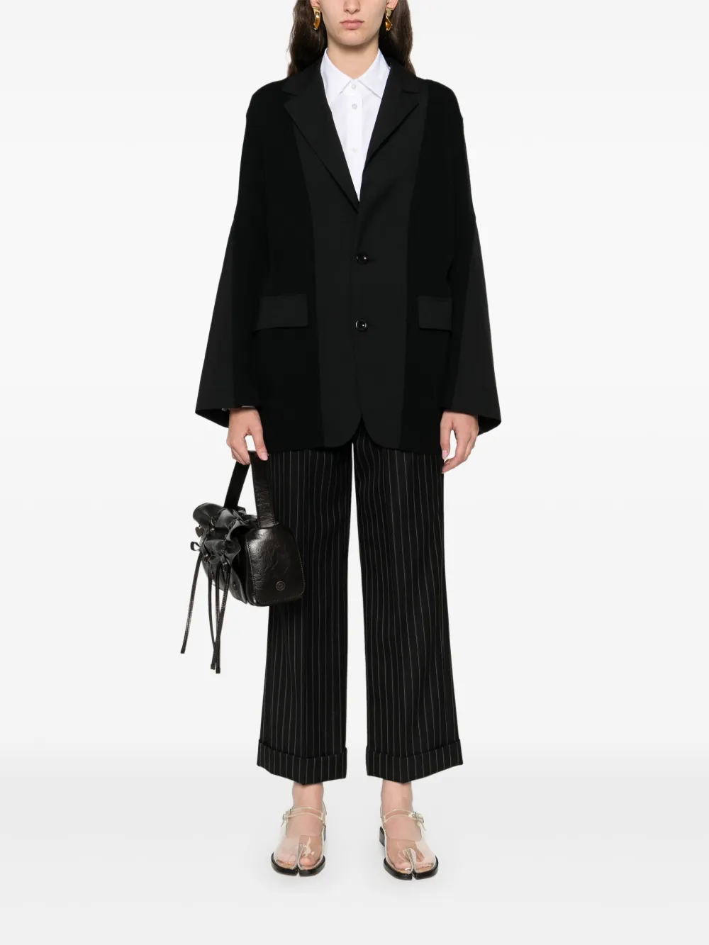 sacai knit-panels blazer - Zwart
