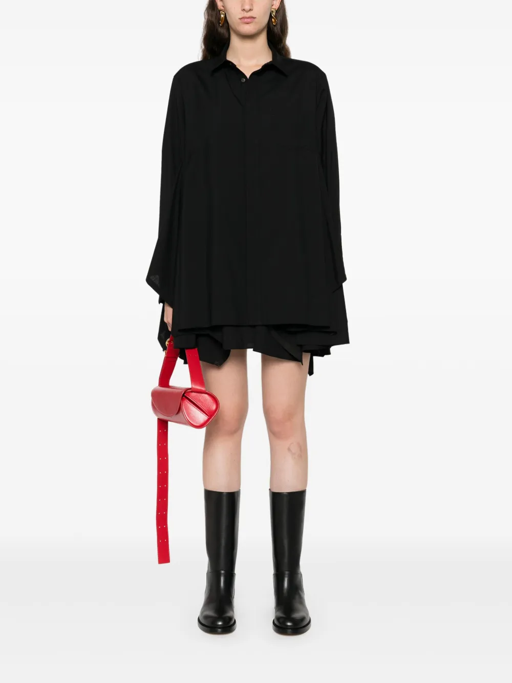 Sacai handkerchief shirt dress - Zwart