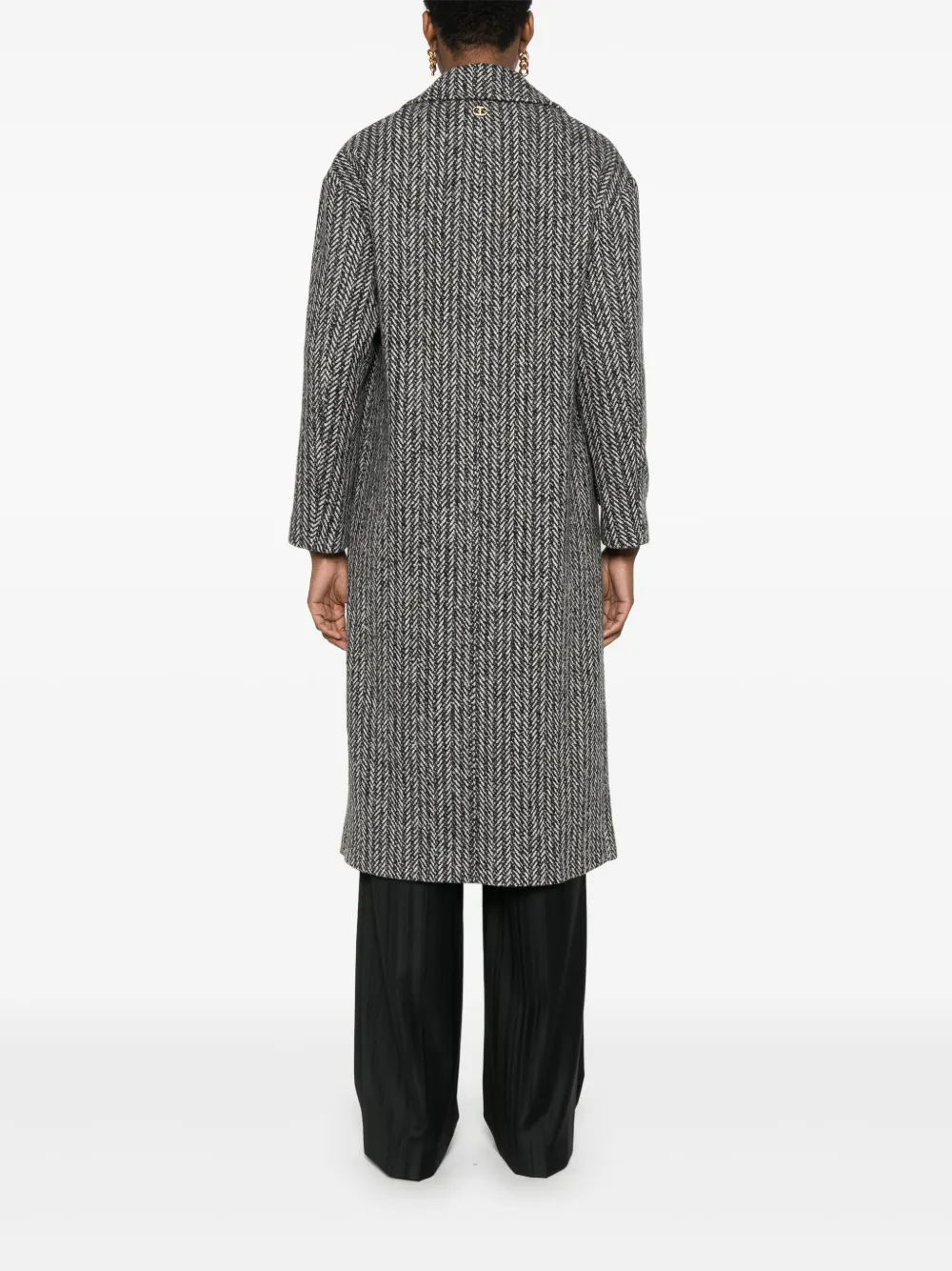 Shop Twinset Herringbone Coat In Schwarz