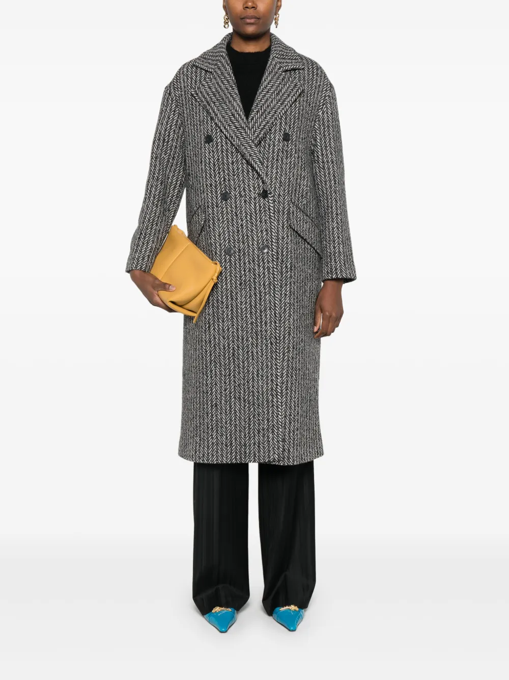 TWINSET herringbone coat - Zwart