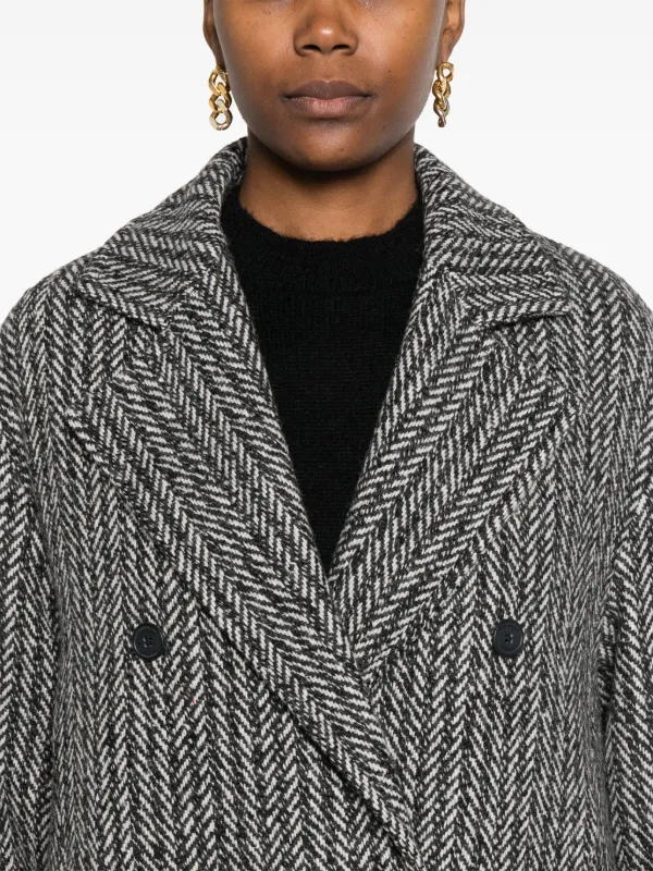 TWINSET Herringbone Coat | Black | FARFETCH CA