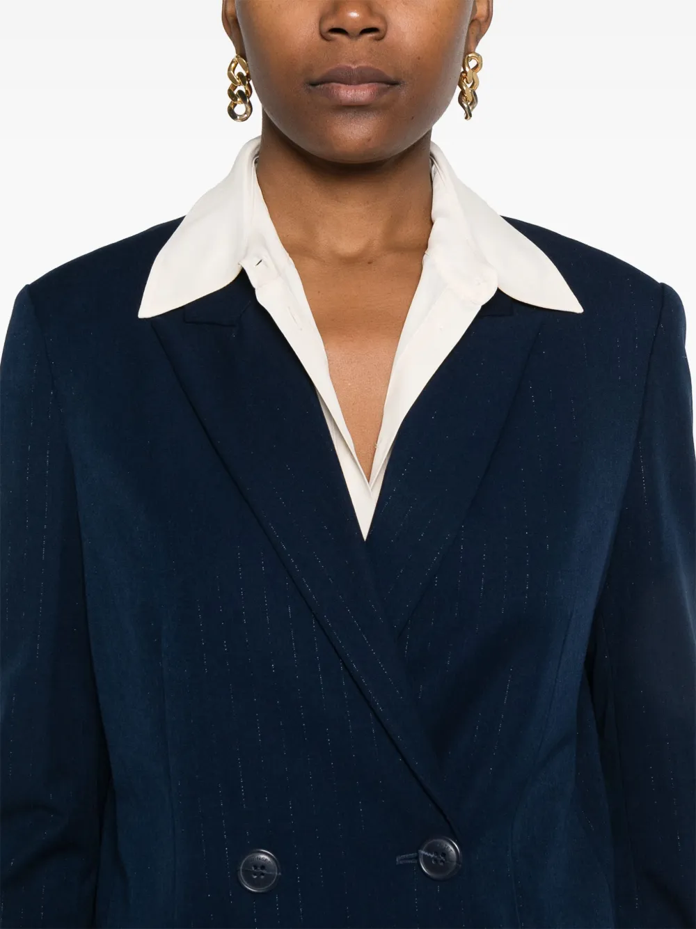 Shop Twinset Pinstripe Blazer In Blue