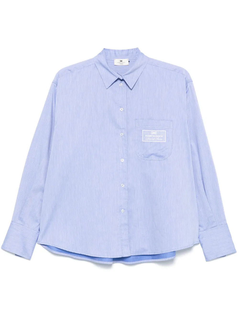 Elisabetta Franchi Popeline overhemd met logolabel Blauw