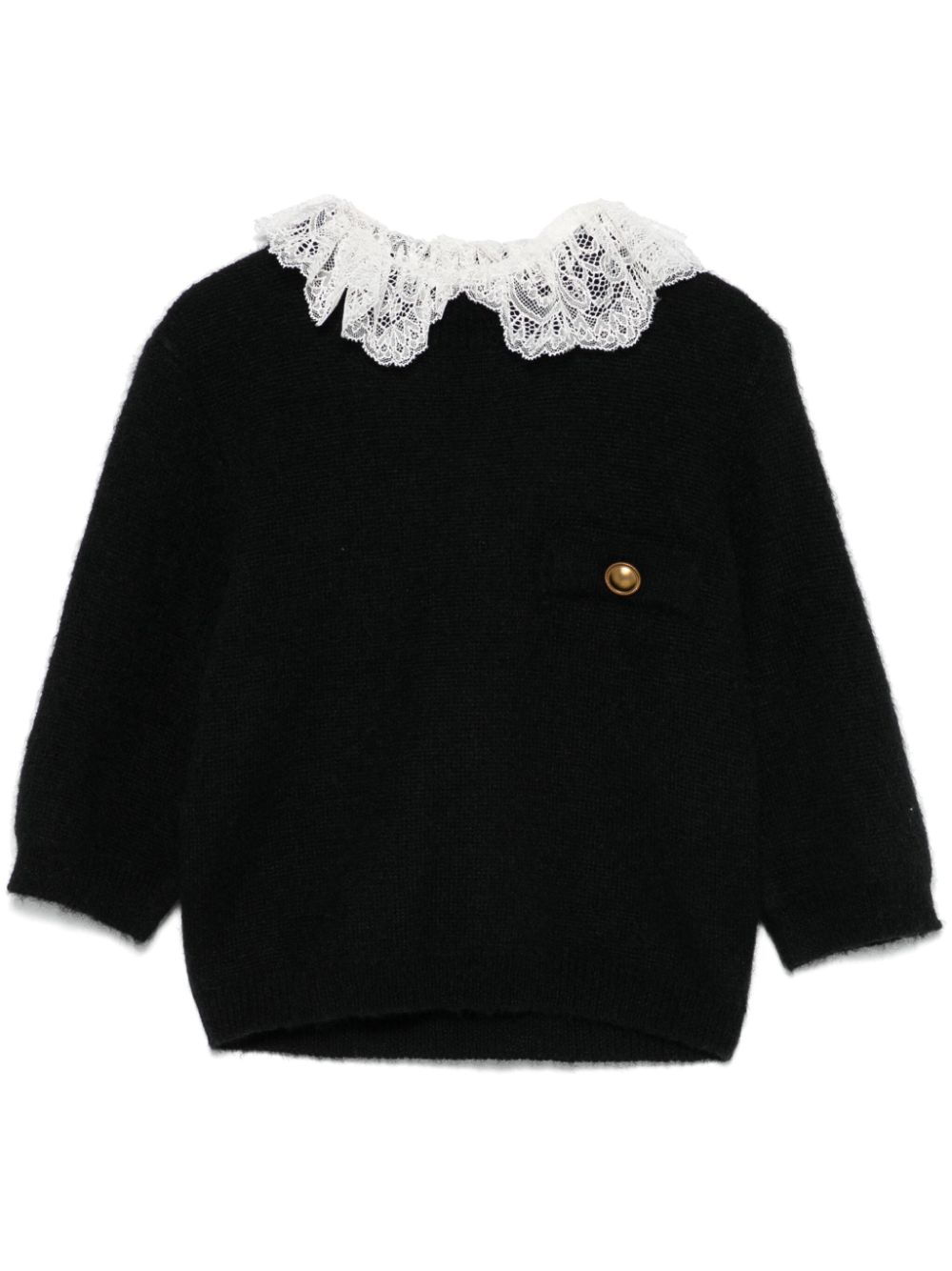 TWINSET lace-collar sweater - Black