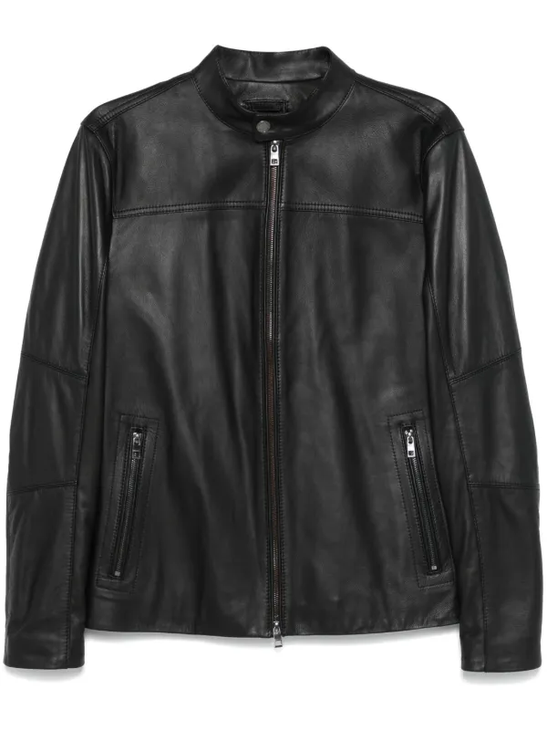 Michael kors men's black leather jacket best sale