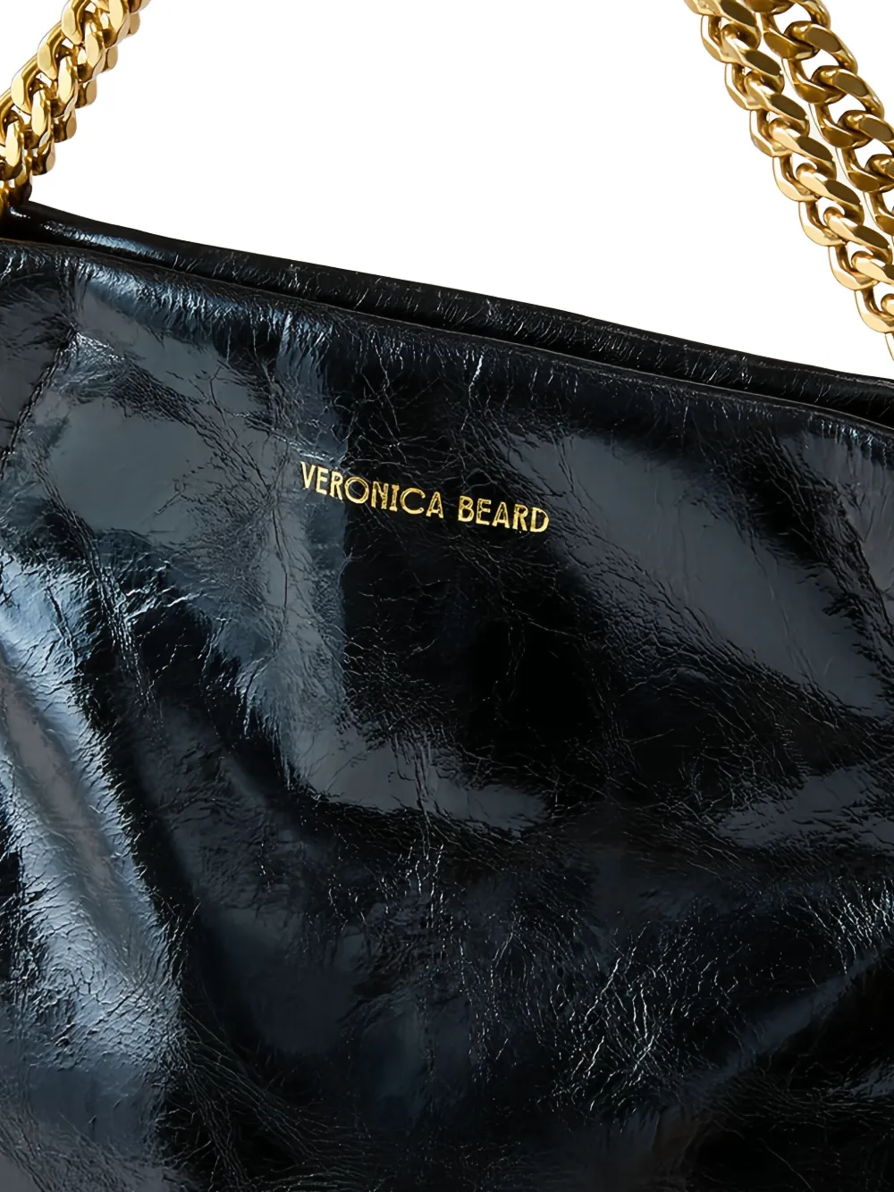 Veronica Beard Small Slouch Metallic Convertible Leather Shoulder Bag In Black