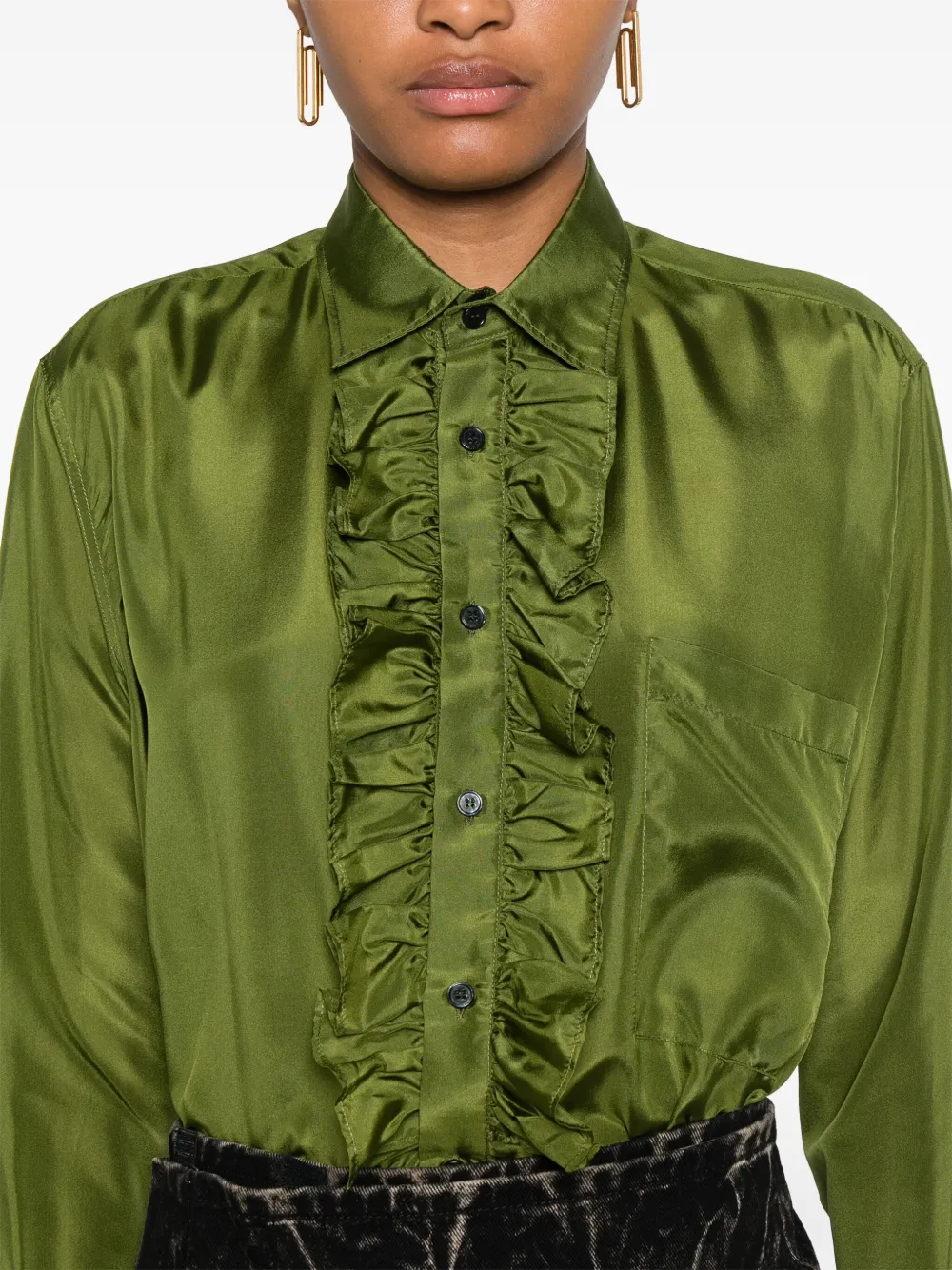 Plan C Blouse met ruches Groen