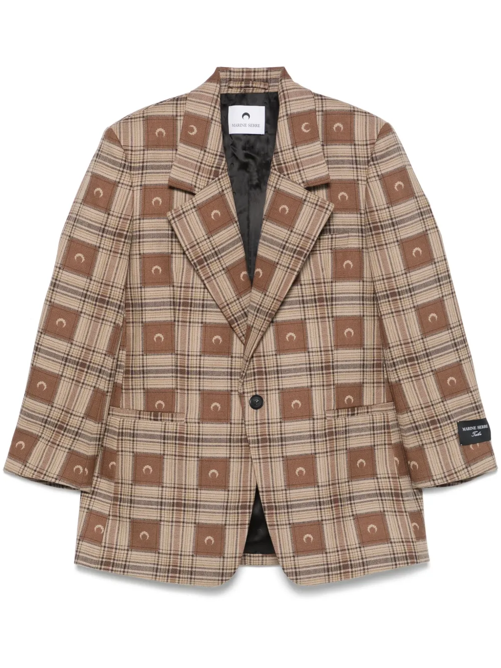 Marine Serre Moon geruite blazer Bruin